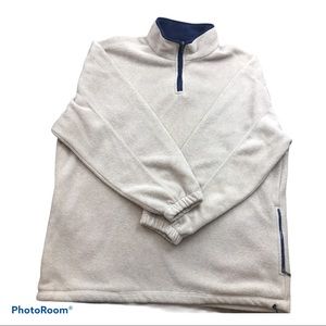 Vtg Fleece Mock 1/4 Zip XL Pullover Zippered Pockets
